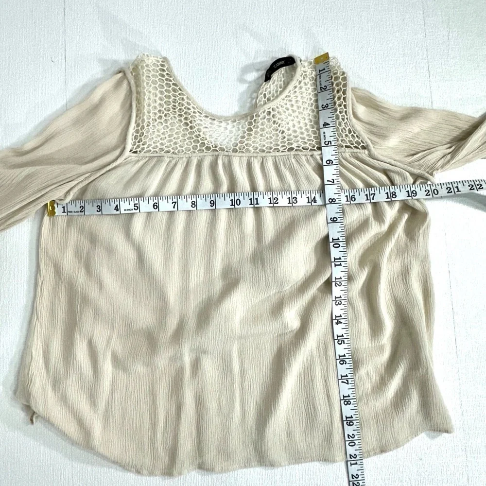 Zara basic crochet tassel blouse cream size XS